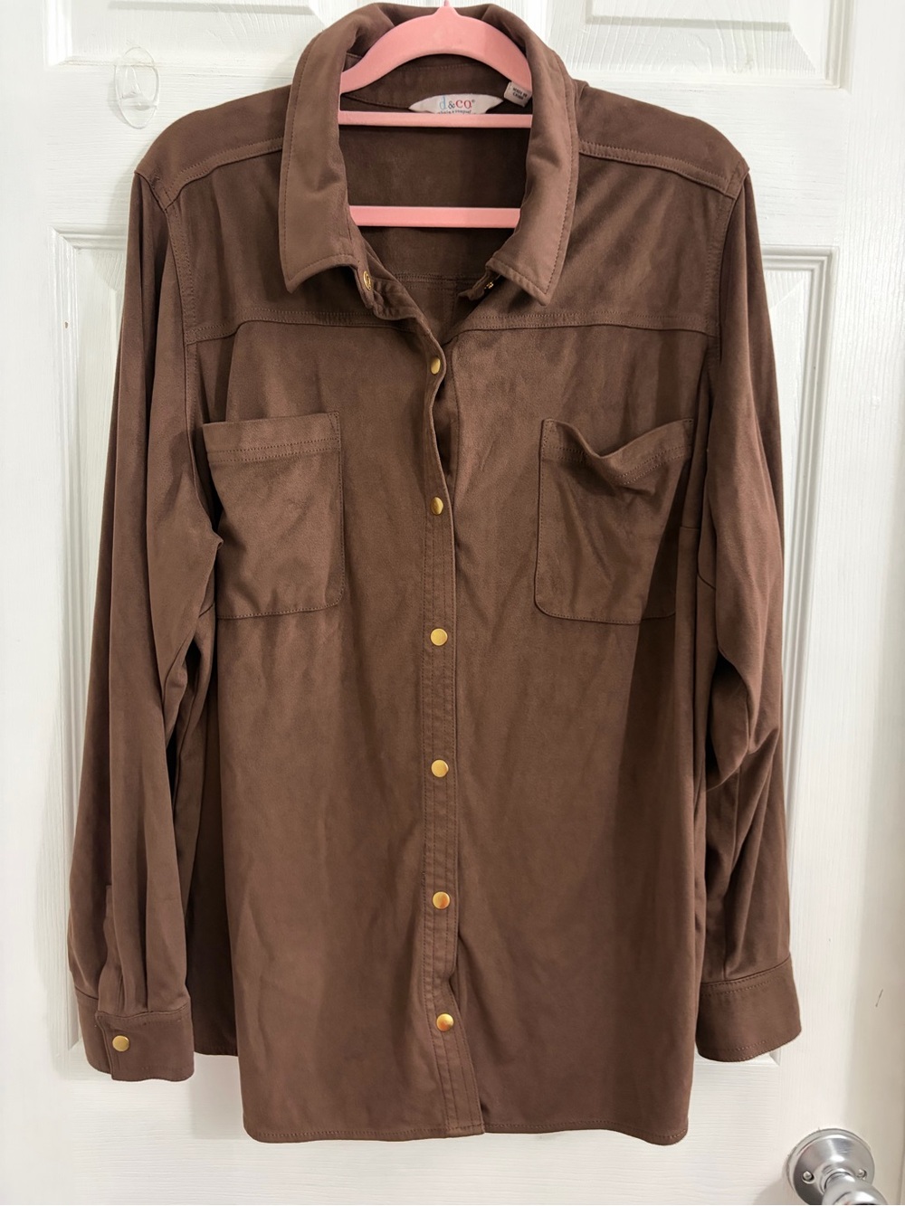 D&co Soft Button-Front Shirt Jacket in dark Brown. Size 2X $10